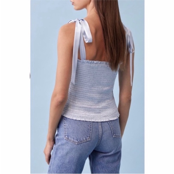 NEW Reformation Pina Silk Top Horizon Medium - Picture 11 of 13